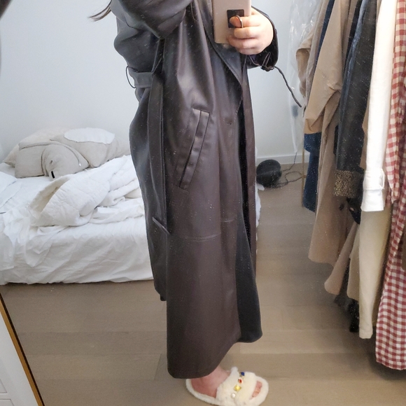 Zara Leather Trench Long Coats.🤎 - Picture 8 of 10